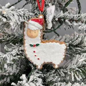 Christmas Ornament-Gingerbread Glitter White Llama-The Bridge Collection-